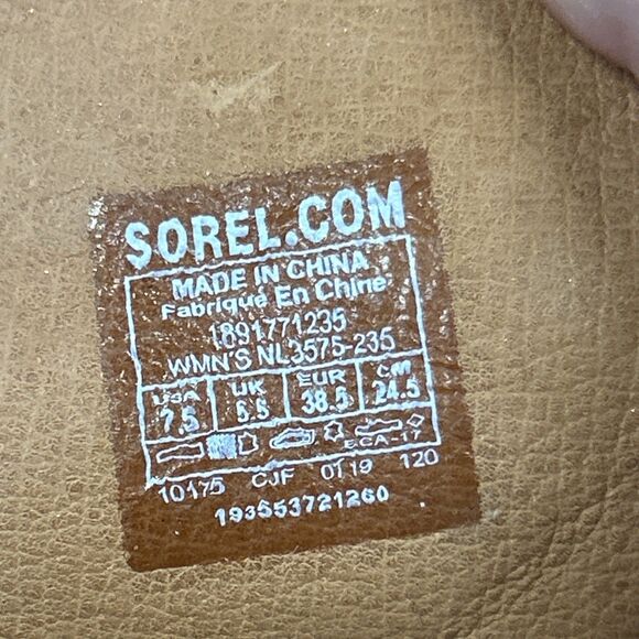 Sorel Sandals Women's 7.5 Nadia Teak Brown Orange Suede Lace Block Heel - Picture 10 of 10